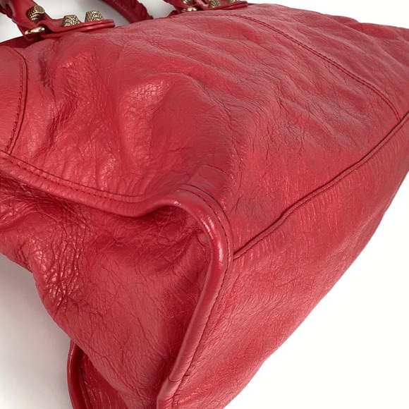 AUTH BALENCIAGA LE CITY MOTORCYCLE BAG RED TAHITIAN ROSE 🌹 AUTHENTICATED✅ - Picture 9 of 16